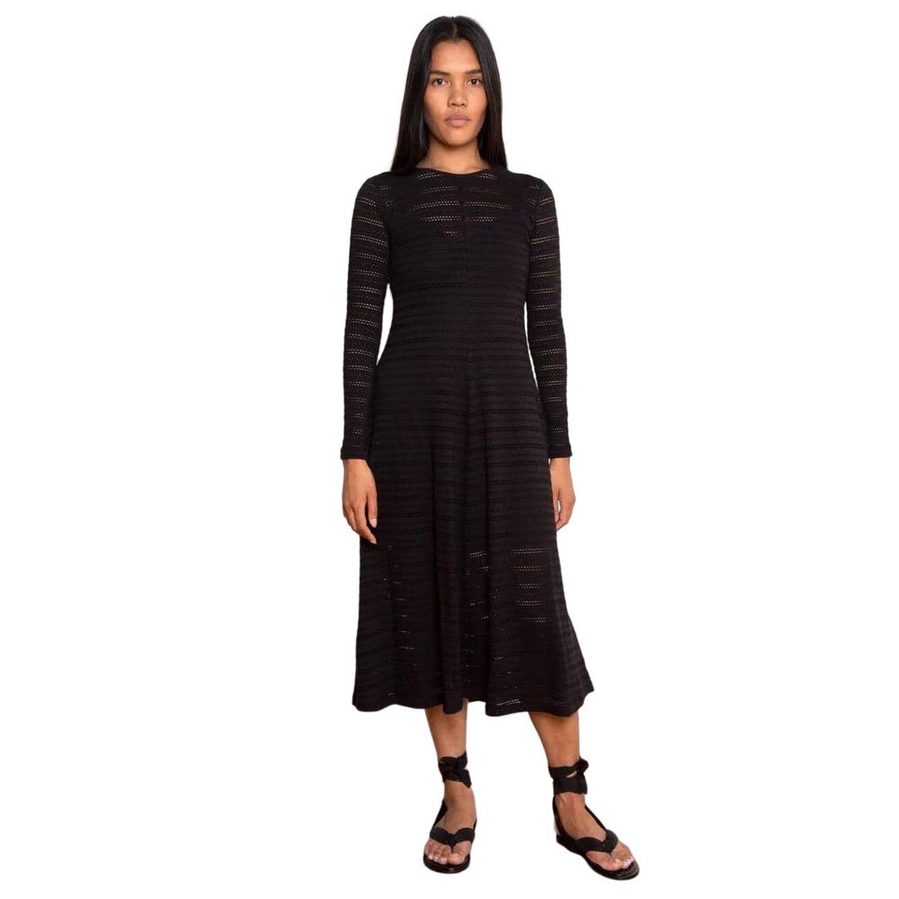 Samsoe Samsoe Women's Black Long Sleeve Jersey Eyelet Lace Miriam Dress Size‎ XL